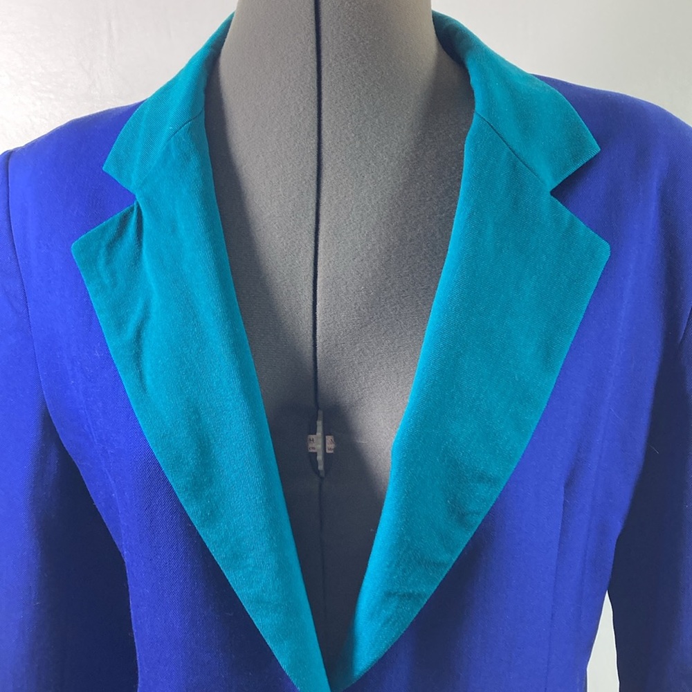 Hugo Buscati Milano Vintage Blazer Blue & Green Wool Gaberdine Made in U.S.A. - Picture 2 of 9